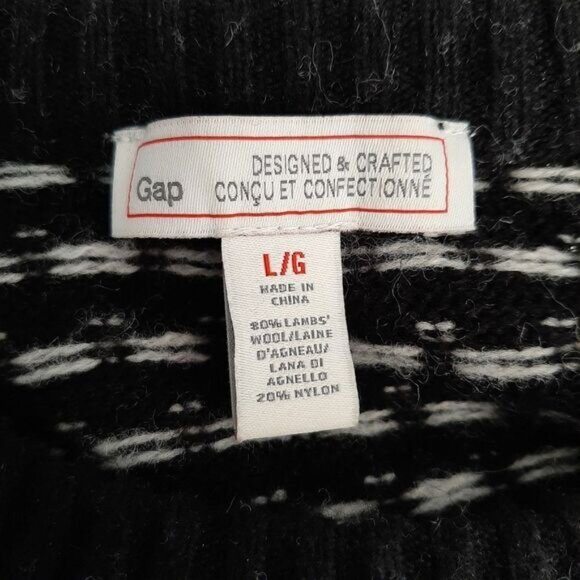 GAP Lamb Wool Blend Nordic Ombre Fair Isle Sweater Knit Gray & White Sz L - Picture 11 of 11